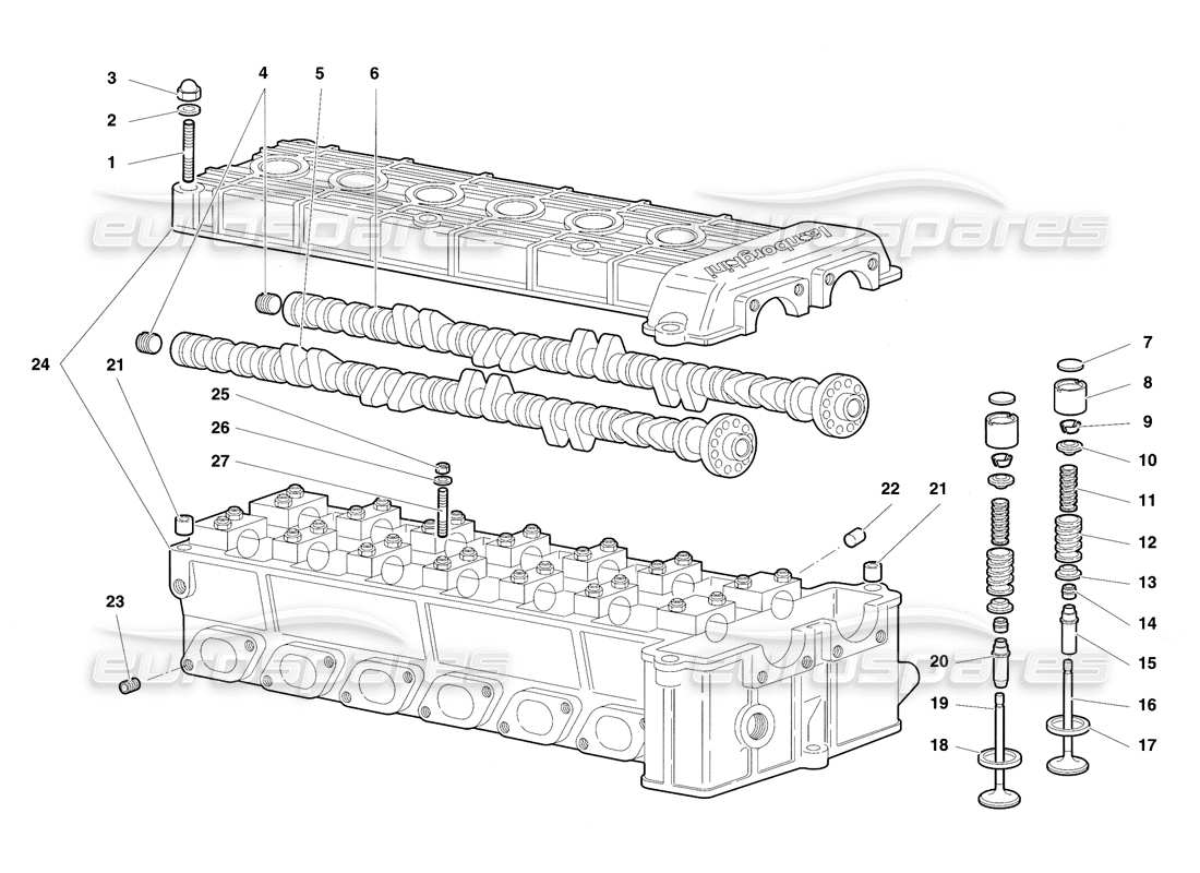 lamborghini diablo sv (1997) testata destra diagramma delle parti
