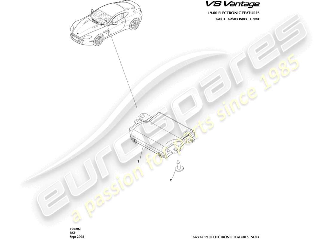 aston martin v8 vantage (2012) schema delle parti rke