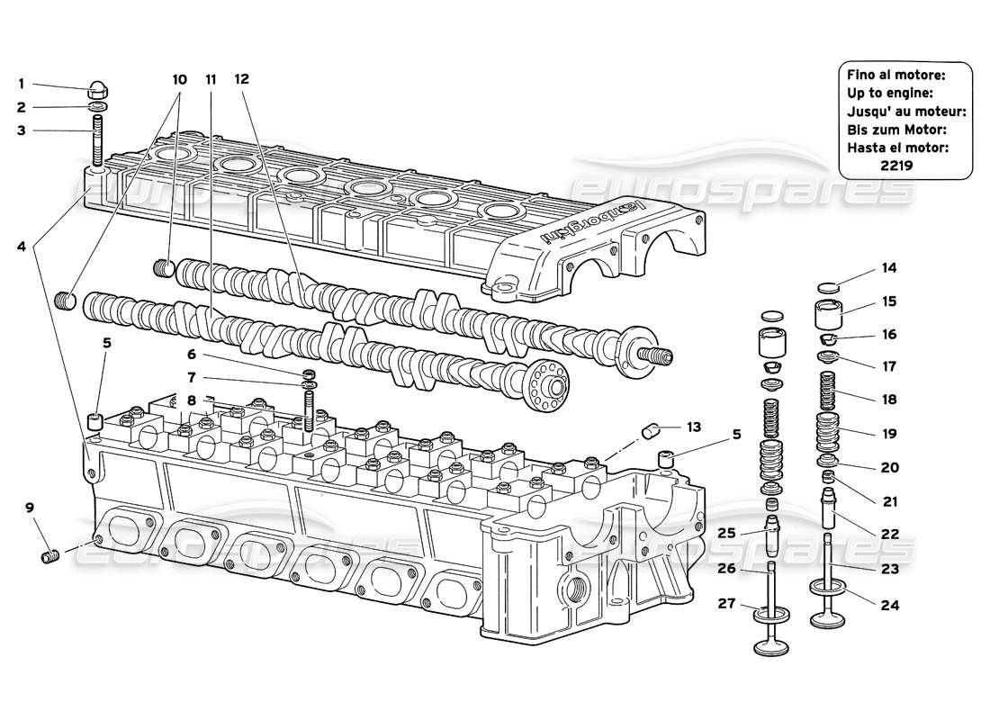 lamborghini diablo sv (1999) testata destra diagramma delle parti