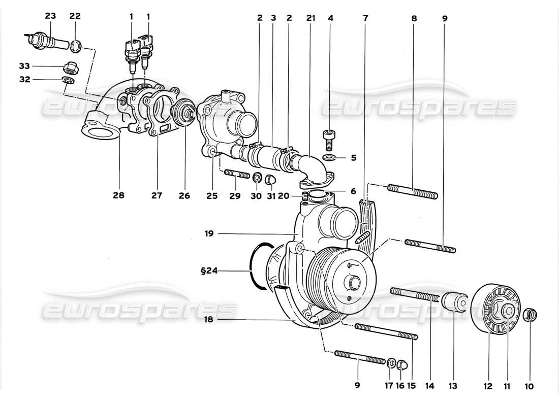 lamborghini diablo gt (1999) pompa dell'acqua diagramma delle parti