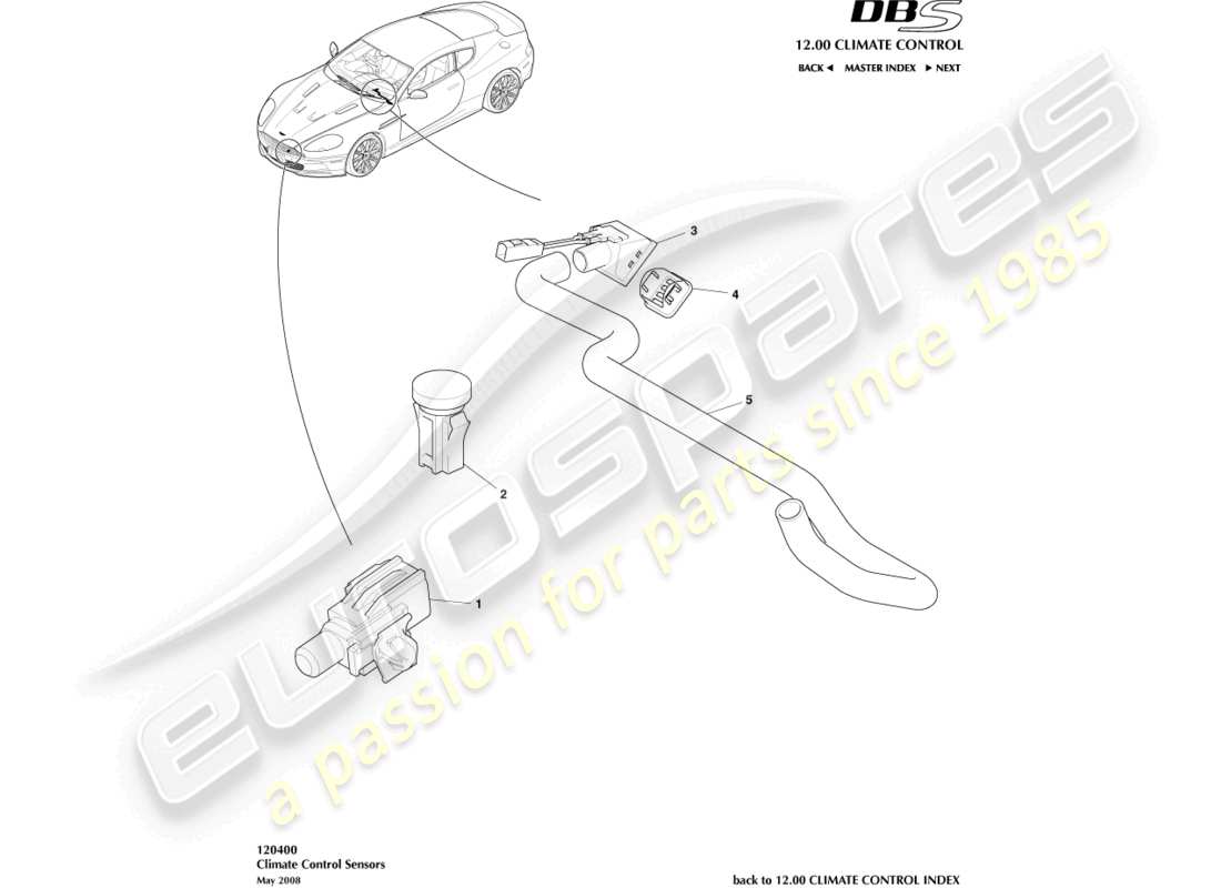 aston martin dbs (2010) sensori diagramma delle parti
