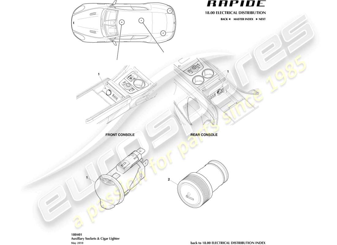 aston martin rapide (2016) prese ausiliarie diagramma delle parti