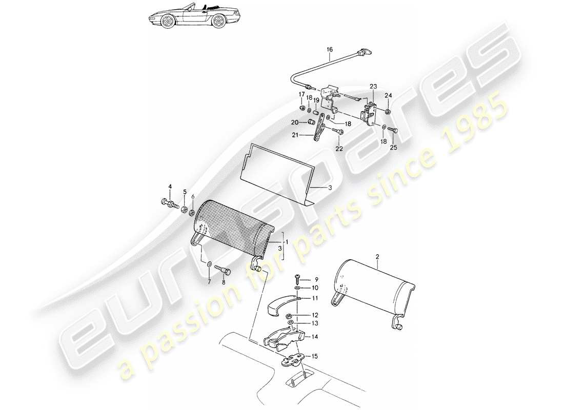 uno schema di parte dal catalogo porsche accessori e parti tequipment