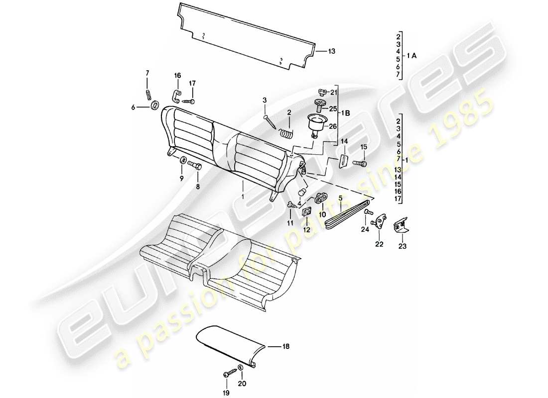 porsche 1985 (924) sedile di emergenza - parti singole diagramma delle parti