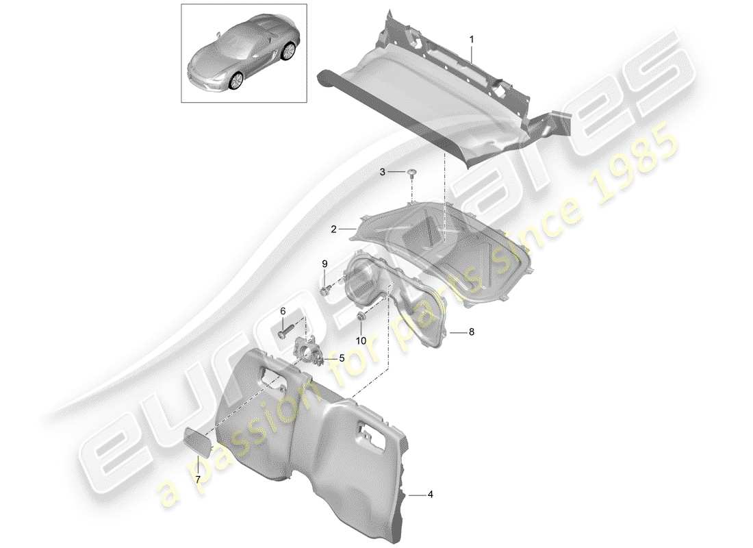 porsche 2016 (981 boxster spyder) diagramma delle parti trims