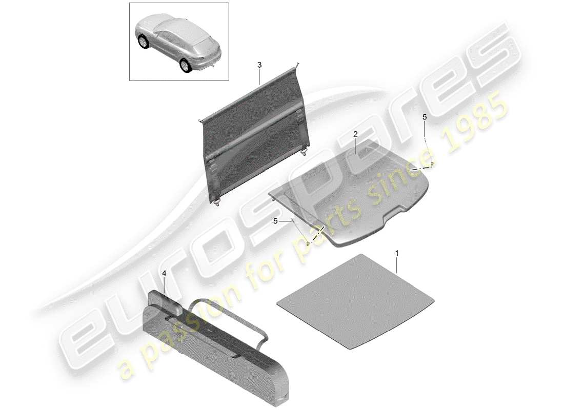 porsche 2014 (macan) copertura per bagagliaio diagramma delle parti