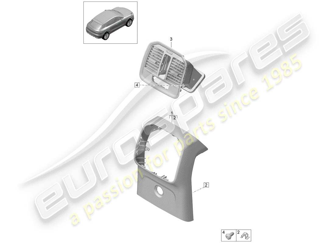 porsche 2019 (macan) console centrale diagramma delle parti