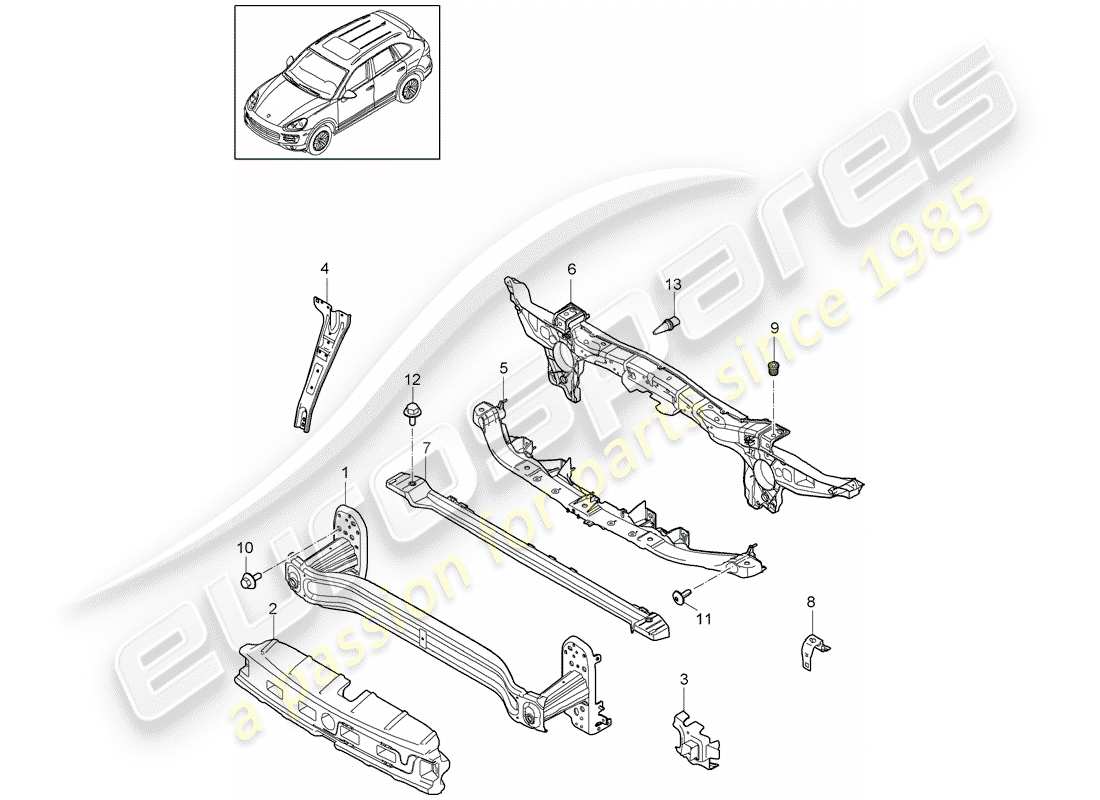 porsche 2013 (cayenne e2 92a) staffa schema delle parti