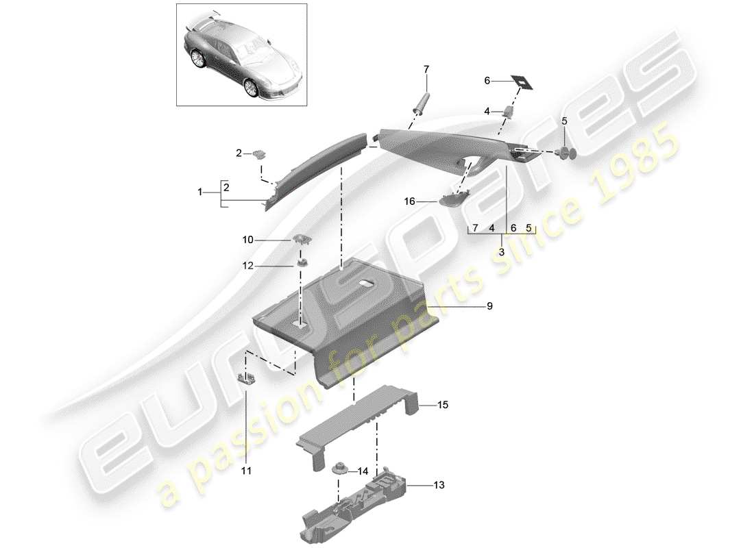 porsche 2017 (991-2 r/gt3/rs) finiture diagramma delle parti