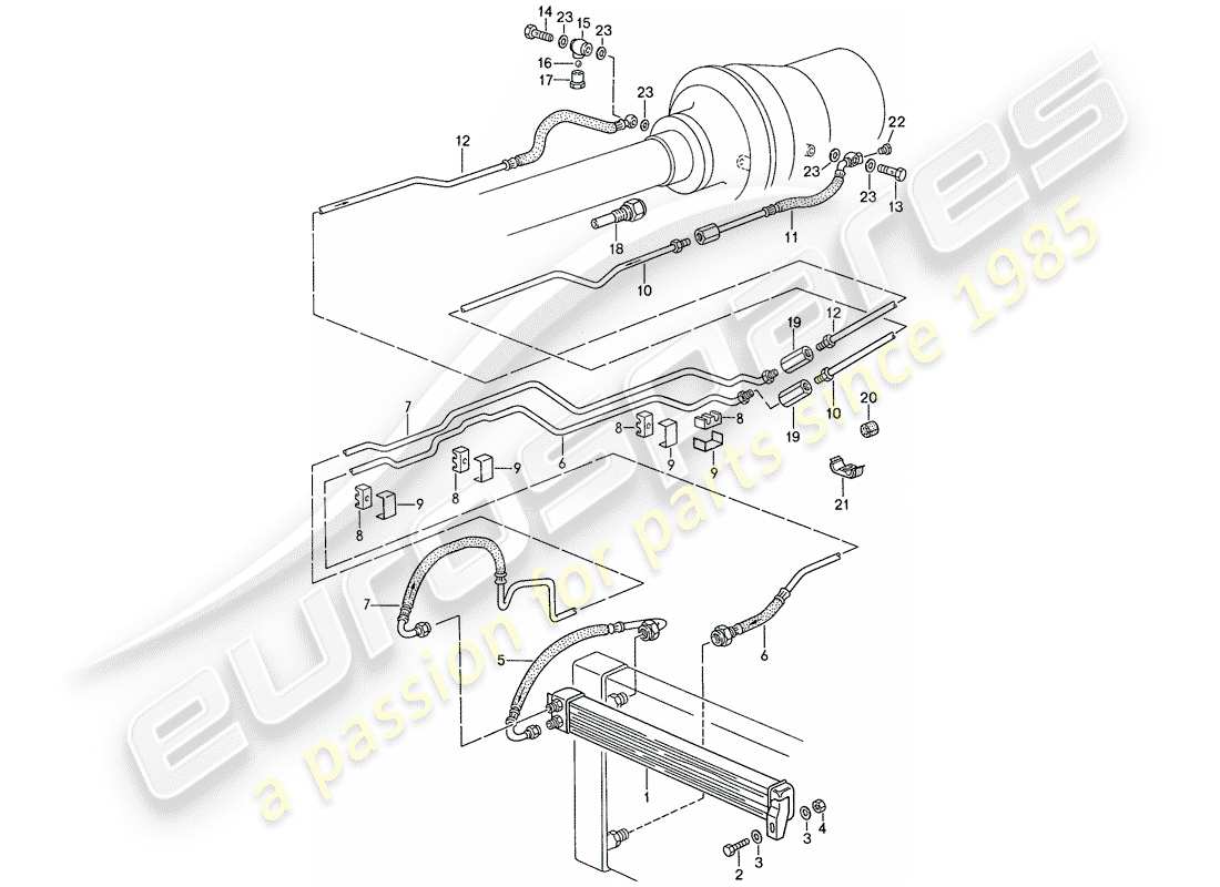 porsche 1991 (928) cambio automatico - raffreddatore atf - linee atf - per veicoli con - catalizzatore - mod.88-11/88 (mod.89) schema delle parti