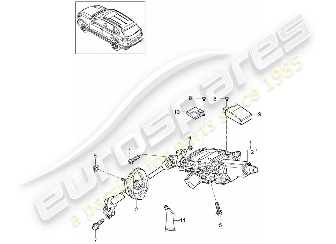 porsche 2013 (cayenne e2 92a) diagramma delle parti del piantone dello sterzo