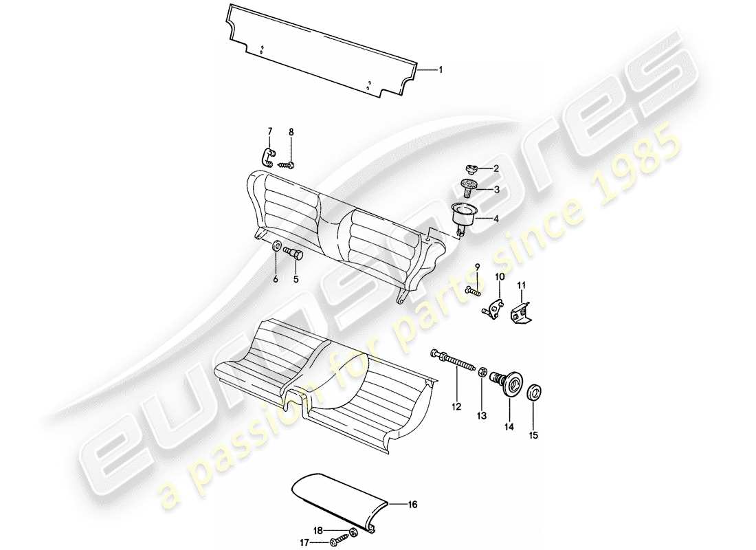 porsche 1988 (924s) sedile di emergenza - parti singole diagramma delle parti