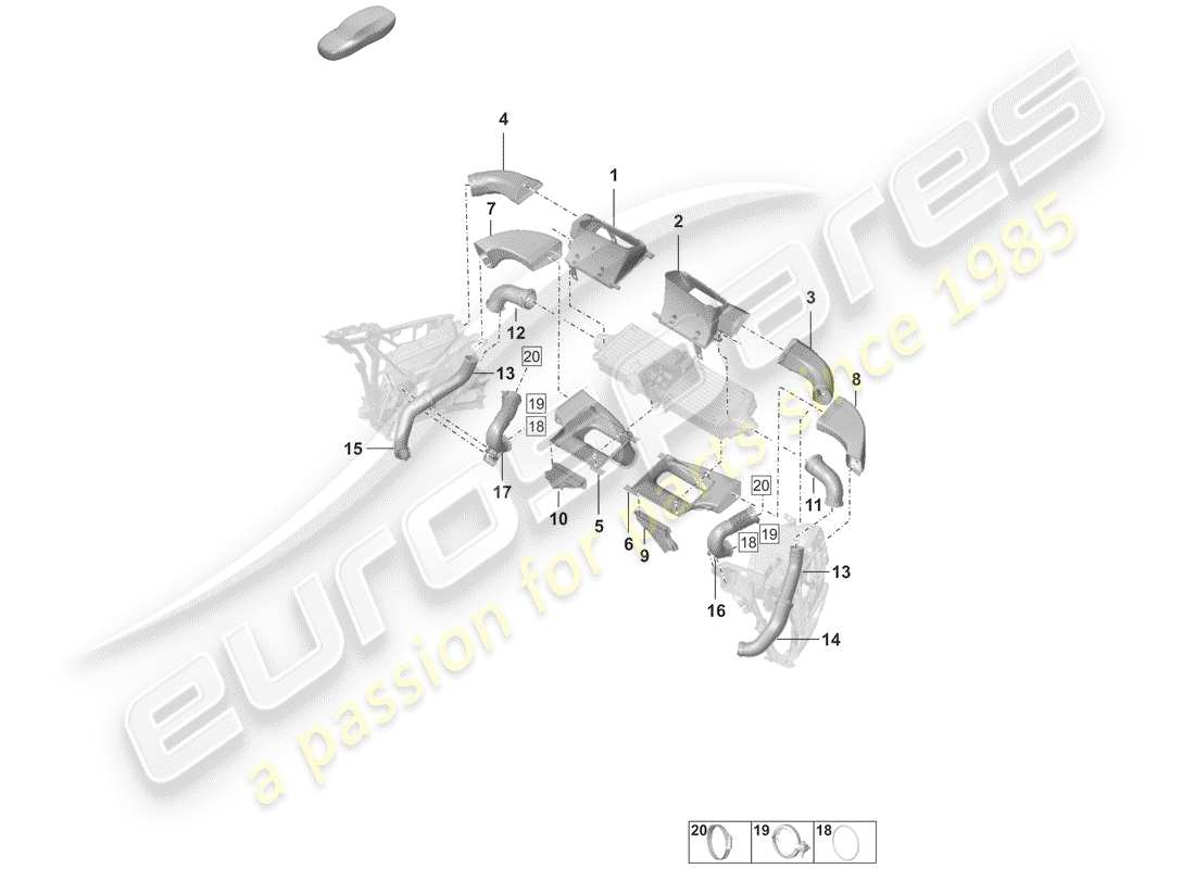 porsche 2019 (992-1) schema delle parti del raffreddatore dell'aria di carica