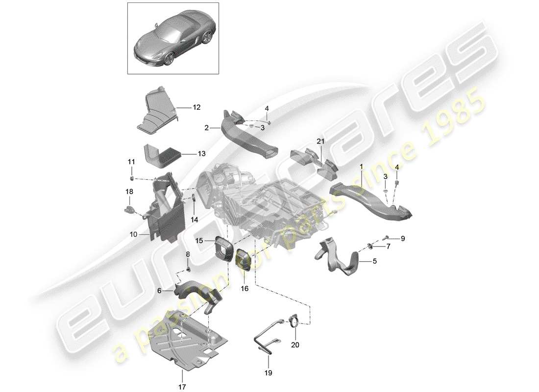 porsche 2014 (981 boxster) condotto dell'aria diagramma delle parti