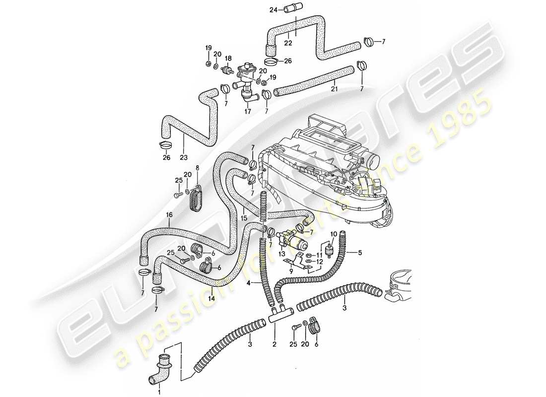porsche 1987 (959) ventilazione - sistema di riscaldamento 2 schema delle parti