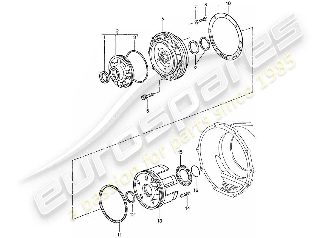 porsche 1990 (928) cambio automatico - pompa primaria diagramma delle parti