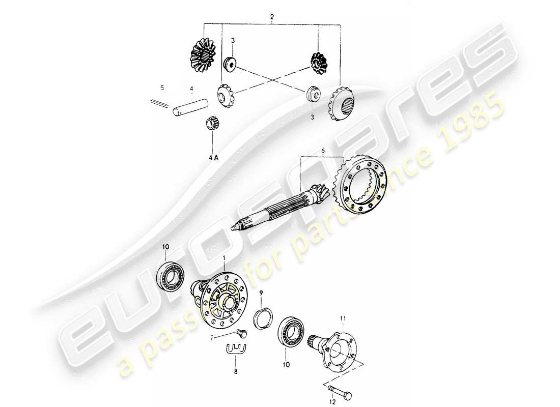 porsche 1990 (964) differenziale dell'asse anteriore - differenziale diagramma delle parti