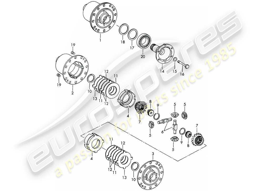 porsche 1966 (911/912) differenziale a scorrimento limitato - per - pressofusione - alloggiamento - d - mj 1969>> - mj 1969 diagramma delle parti