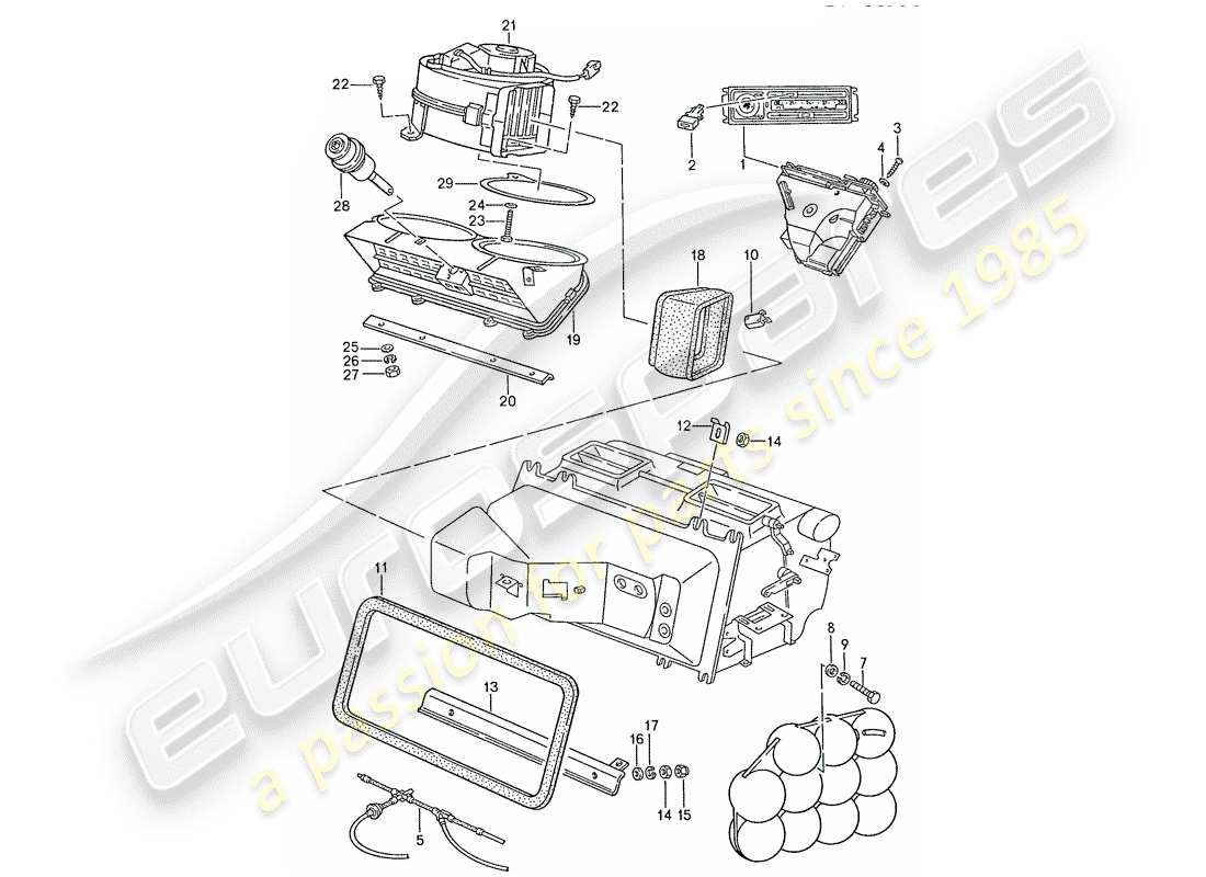 porsche 1990 (928) condizionatore d'aria - interruttore di comando - linee - condotto dell'aria schema delle parti