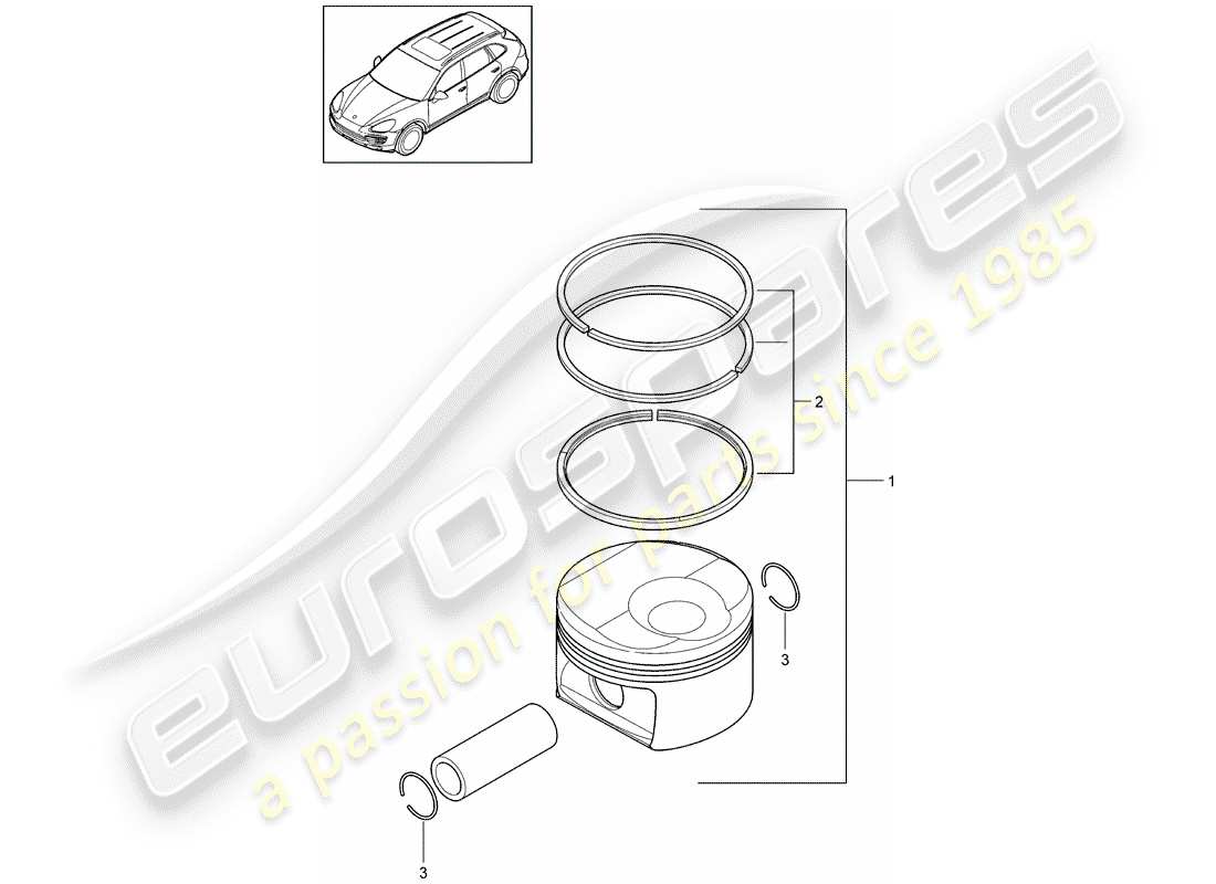 porsche 2013 (cayenne e2 92a) pistone diagramma delle parti