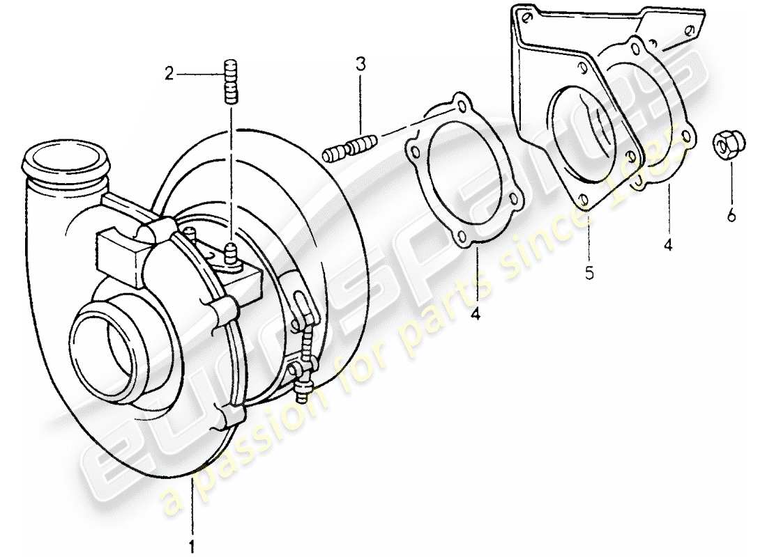 porsche 1994 (964) turbocompressore gas di scarico diagramma delle parti