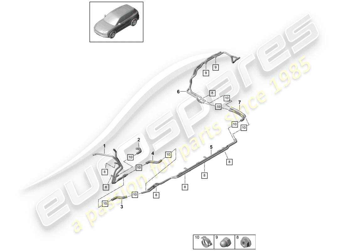 porsche 2018 (cayenne e3 9ya/9yb) stufa diagramma delle parti