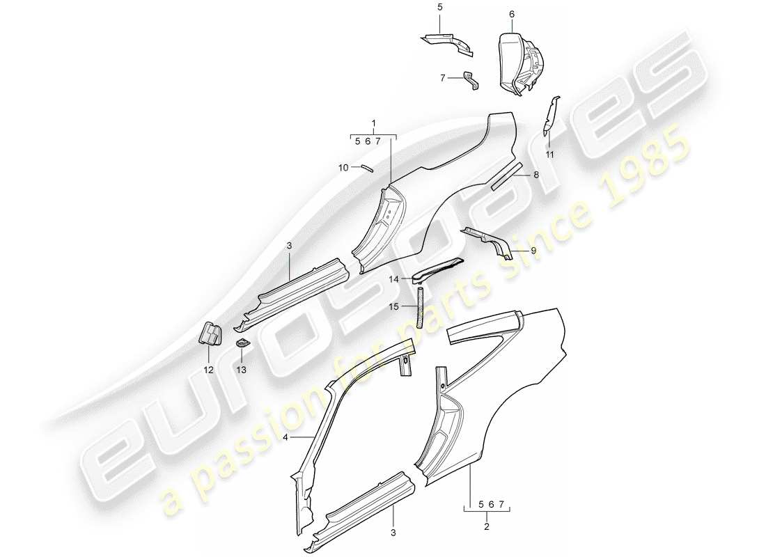 porsche 2000 (996) pannello laterale diagramma delle parti