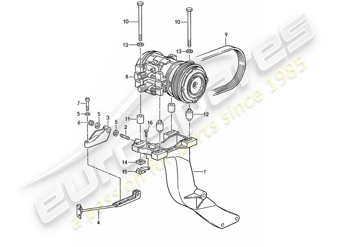 porsche 1987 (959) compressore - staffa diagramma delle parti