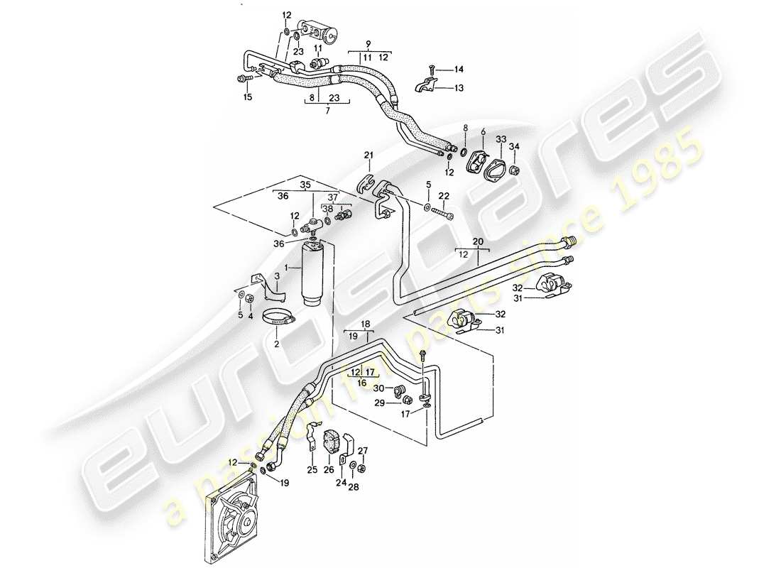 porsche 1994 (993) circuito frigorifero diagramma delle parti