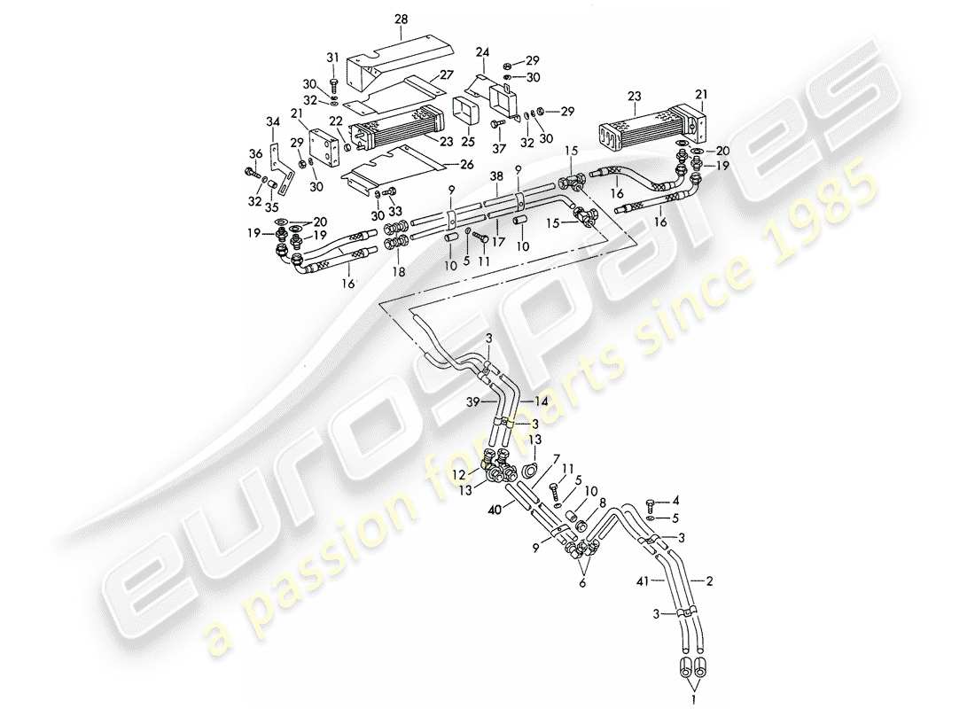 porsche 1962 (356b/356c) tubo dell'olio - radiatore dell'olio diagramma delle parti