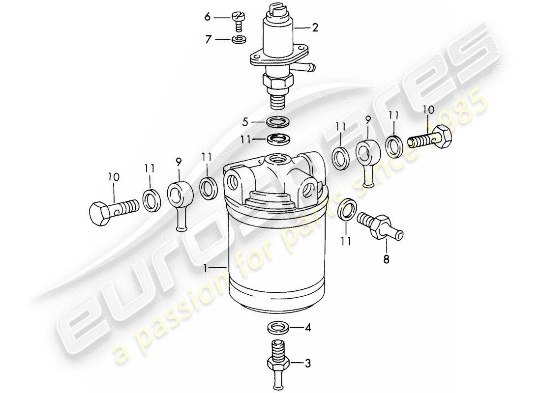 porsche 1966 (911/912) materiale di riparazione - per - filtro carburante - - bosch - - d - mj 1969>> schema delle parti