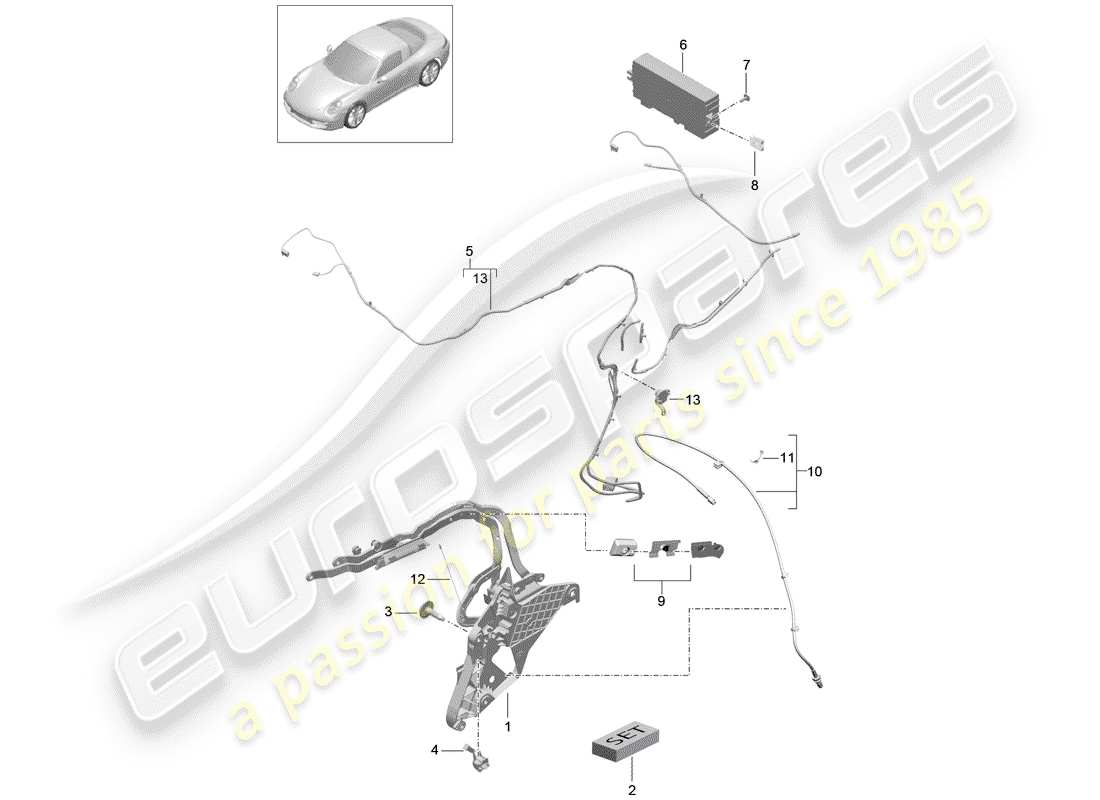 porsche 2012 (991-1) telaio superiore diagramma delle parti