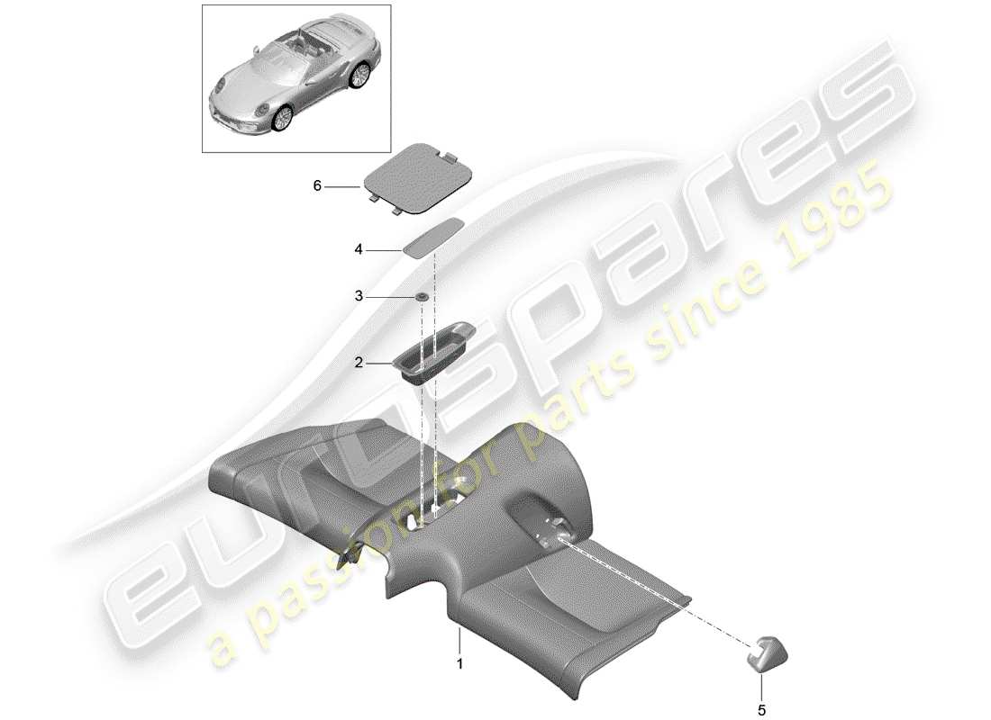 porsche 991 turbo (2020) cuscino sedile posteriore schema delle parti