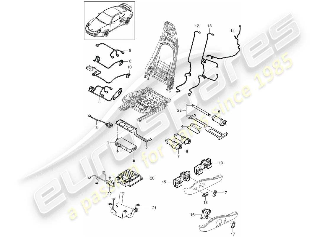 porsche 2011 (997-2 turbo / gt2 rs) cablaggi elettrici schema delle parti