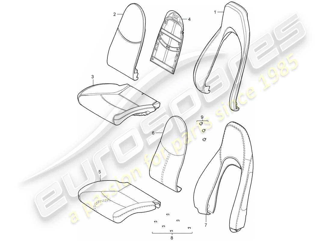 porsche 2005 (987 boxster) parte in schiuma diagramma delle parti