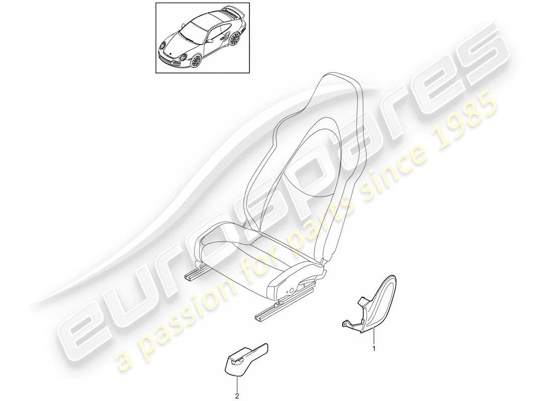 porsche 2013 (997-2 turbo / gt2 rs) sedile anteriore schema delle parti