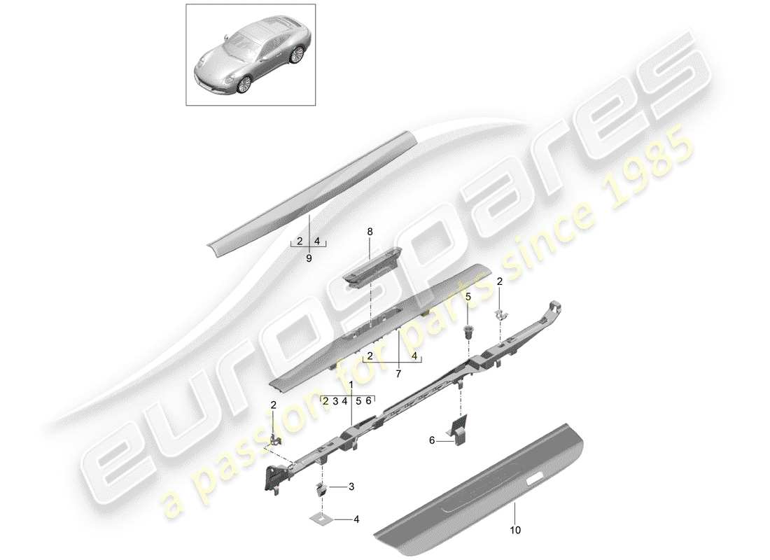 porsche 2020 (991-2) liner diagramma delle parti