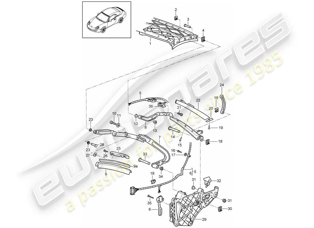 porsche 2010 (997-2) telaio superiore diagramma delle parti