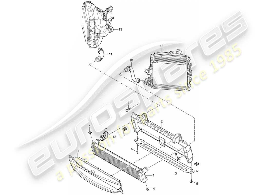 porsche 2007 (997-1 gt3) termosifone diagramma delle parti
