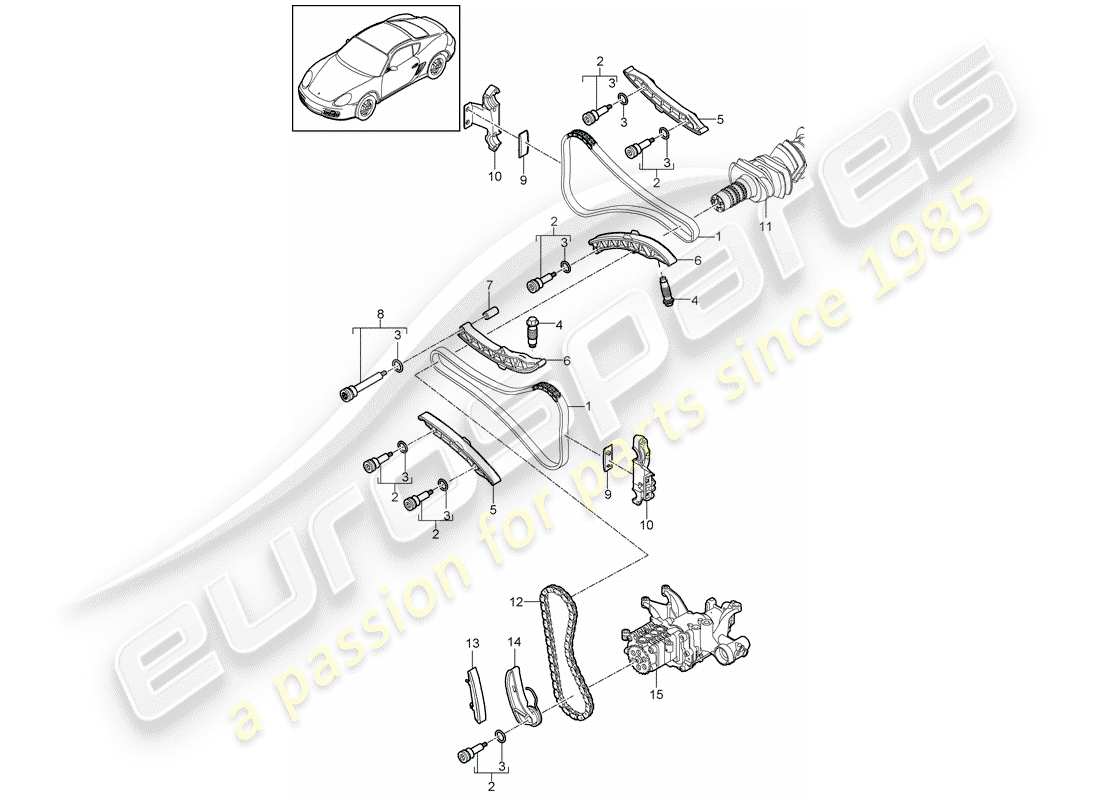 porsche 2009 (987 cayman) controllo della valvola diagramma delle parti