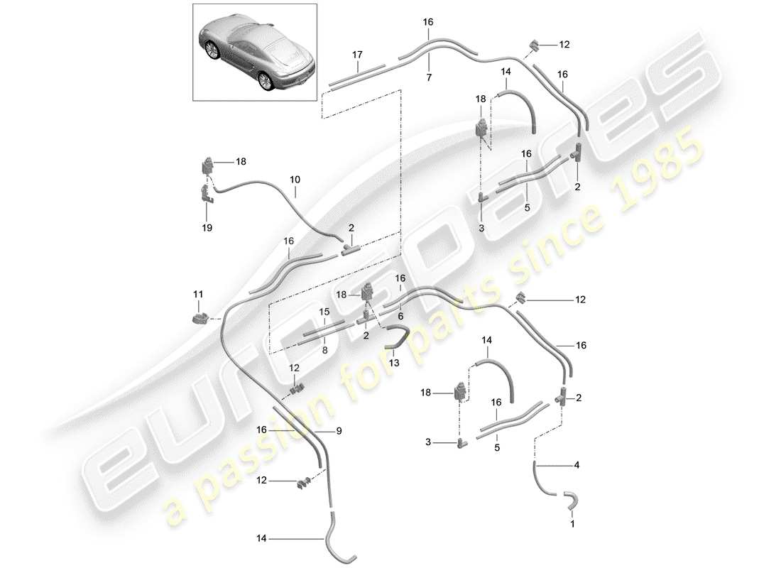porsche 2016 (981 cayman) sistema di vuoto diagramma delle parti