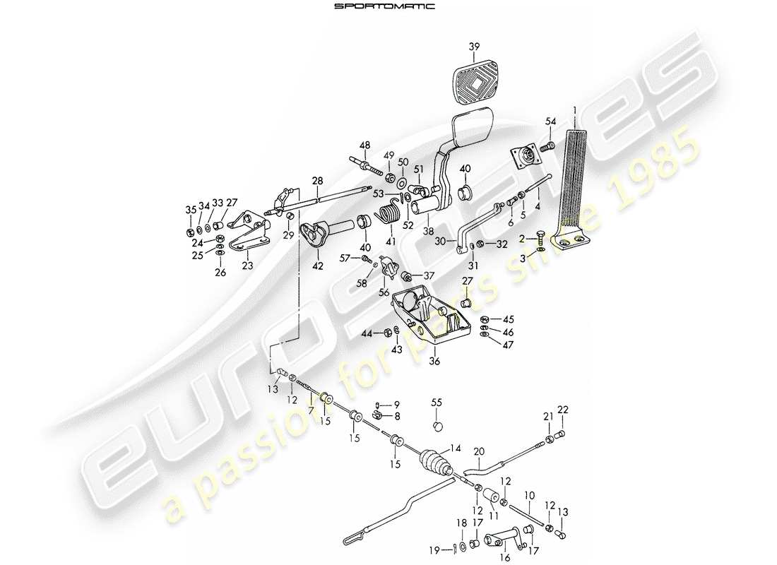 porsche 1966 (911/912) pedali - d - mj 1969>> - mj 1969 diagramma delle parti