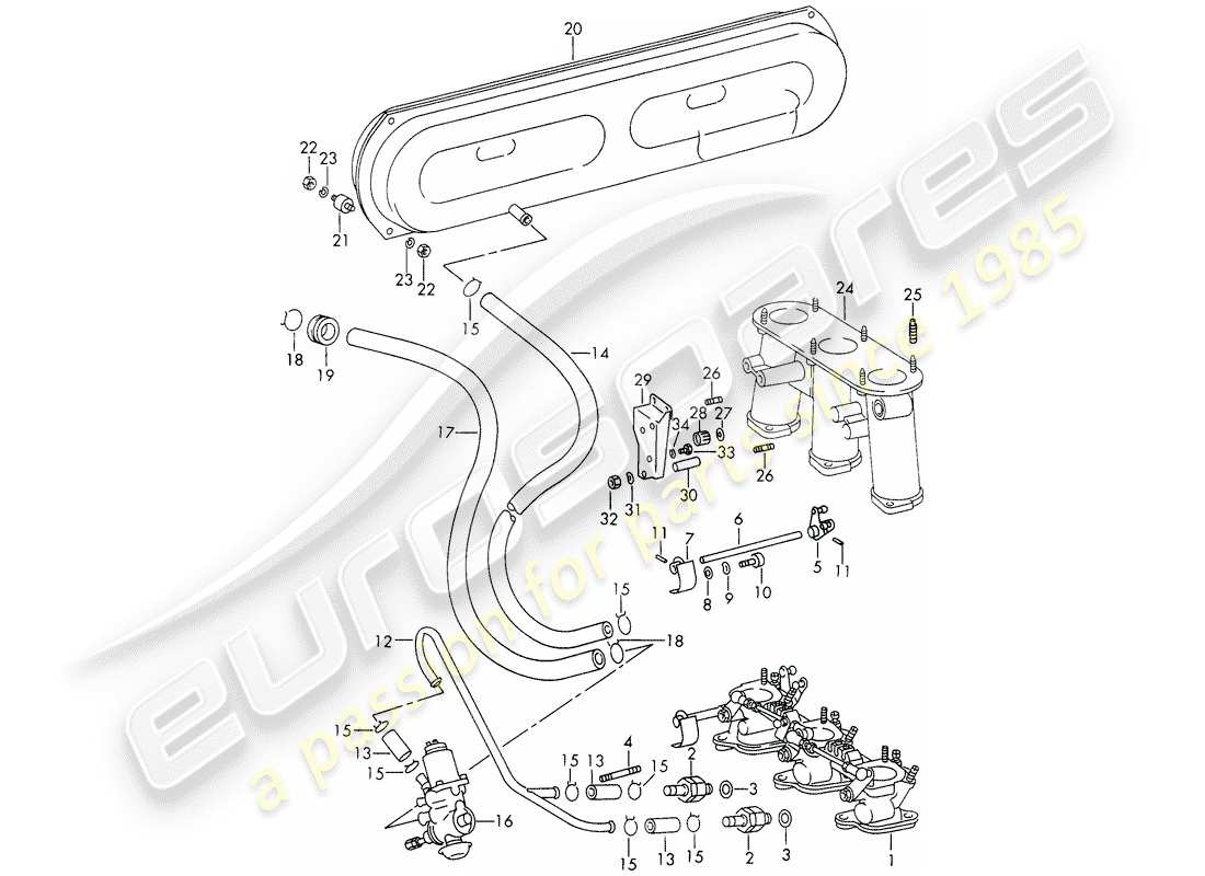 porsche 1966 (911/912) sistema di vuoto - per - sistema di rilascio frizione - sistema di iniezione - per - sportomatic - d - mj 1969>> schema delle parti