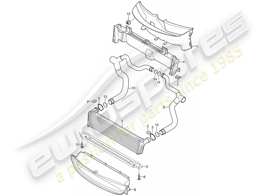porsche 2007 (997-1 turbo / gt2) termosifone diagramma delle parti