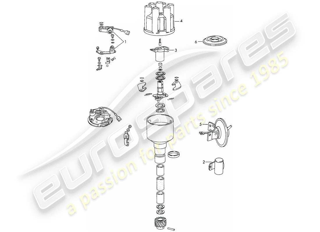 porsche 1966 (911/912) materiale di riparazione - distributore - - bosch - schema delle parti