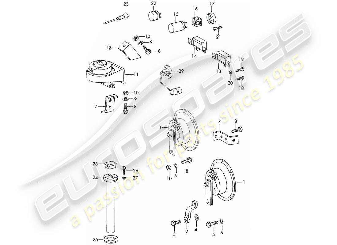 porsche 1966 (911/912) avvisatore acustico - schema delle parti rele'