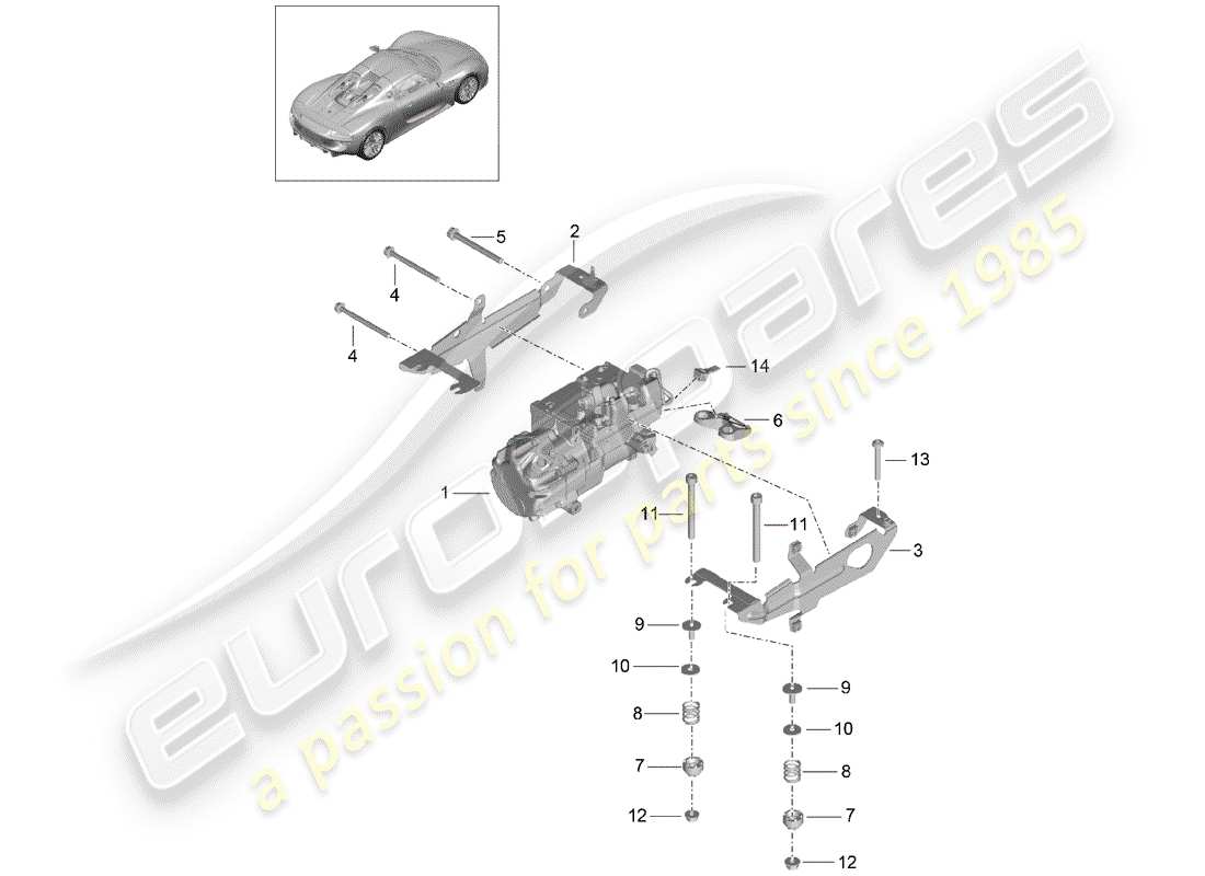 porsche 2015 (918 spyder) diagramma delle parti del compressore