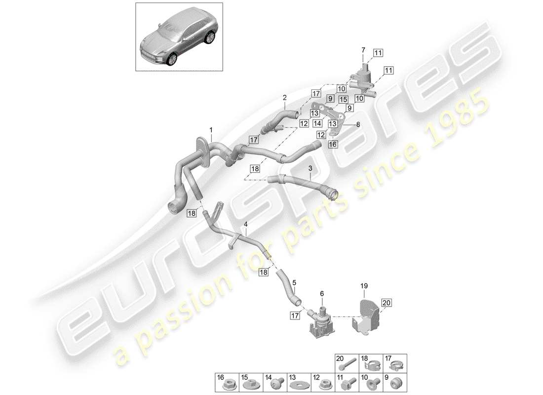 porsche 2019 (macan) stufa diagramma delle parti