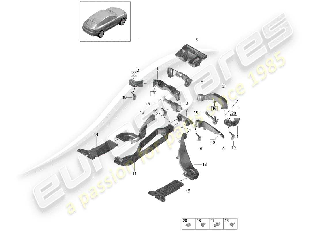 porsche 2019 (macan) condotto dell'aria diagramma delle parti