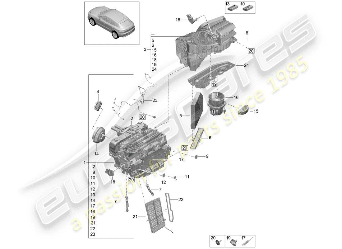 porsche 2019 (macan) condizionatore diagramma delle parti